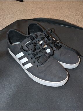 adidas Black Canvas Sneakers with White Stripes